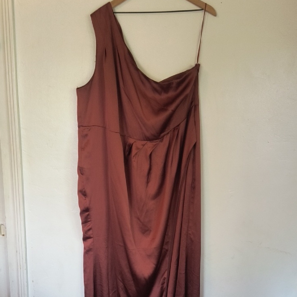 NWT Baltic Born Sugarlips Copper  One-Shoulder High Slit Maxi Dress Sz 3X Women